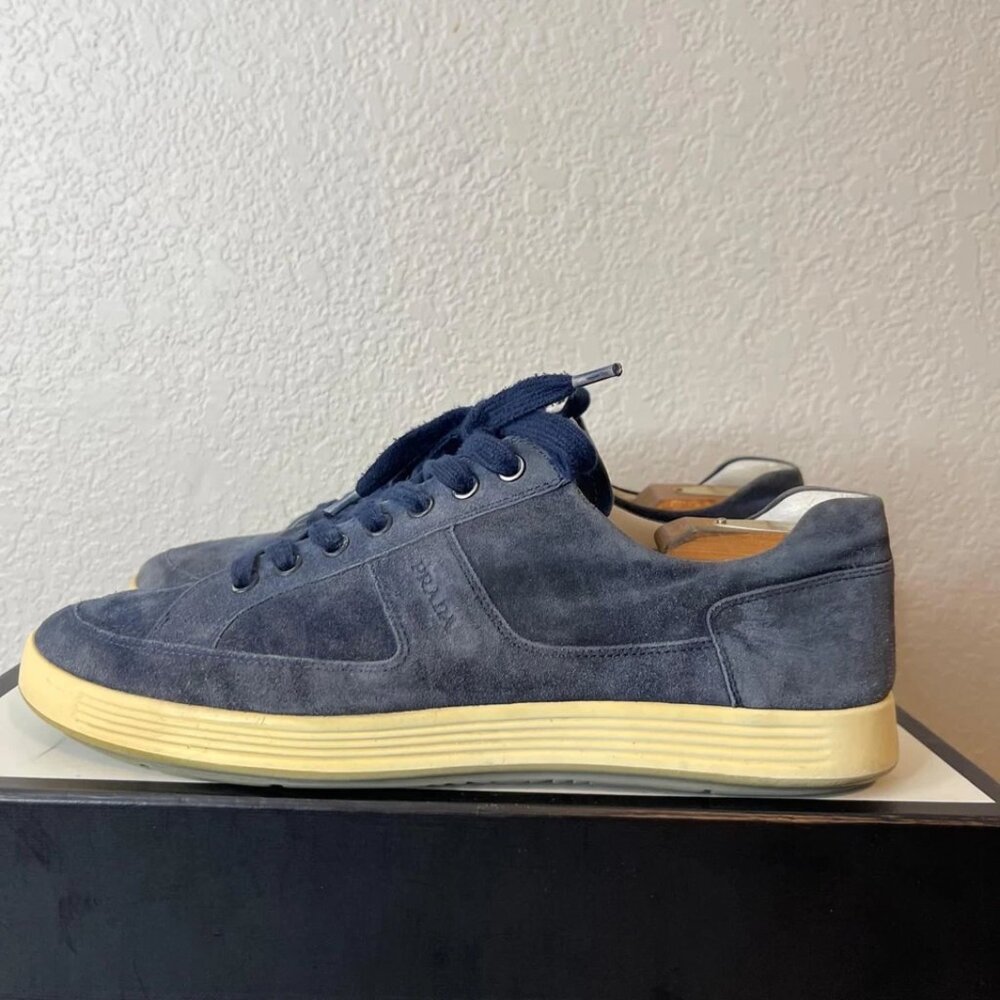 Prada 2646 Navy Blue Suede Casual Sneaker Shoes Low Top Men's 9.5 UK/10.5 US - Picture 4 of 13